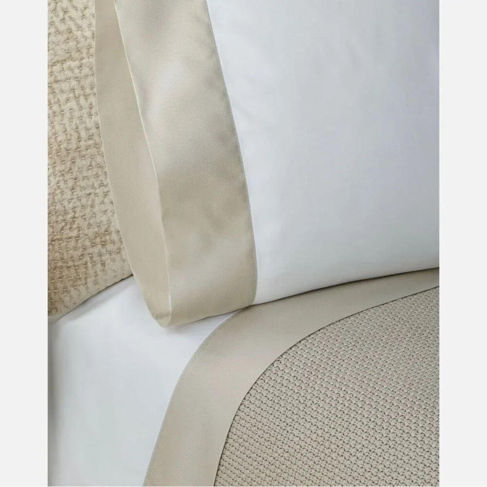Ralph Lauren Dover Street Pique Border Sateen Ashmont Gray King Flat Sheet